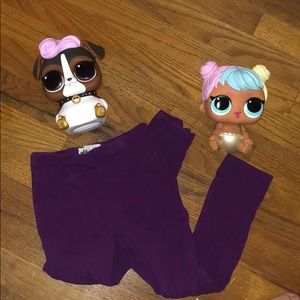 Purple long stretchy legging pants size 6X